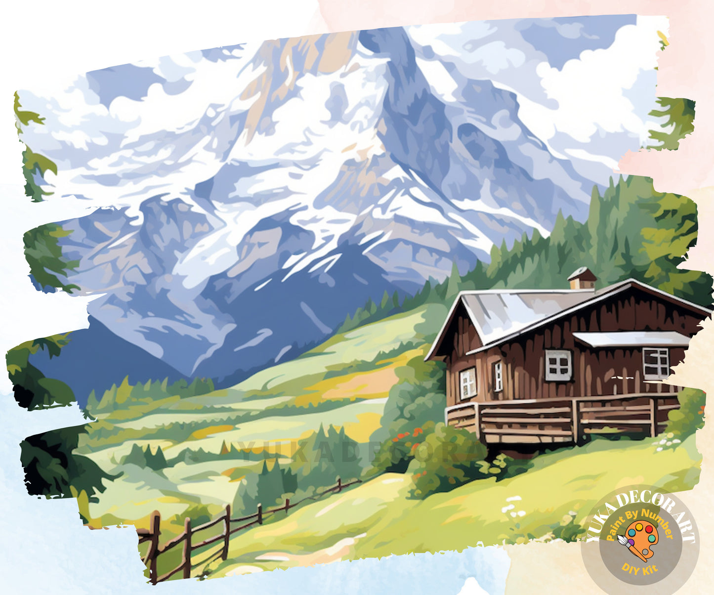 Mountain Cottage Paint by Number Kit DIY Adult Painting Hobby Easy Beginners Birthday Gift for Dad Grandfather Christmas Gift Mom Grandma