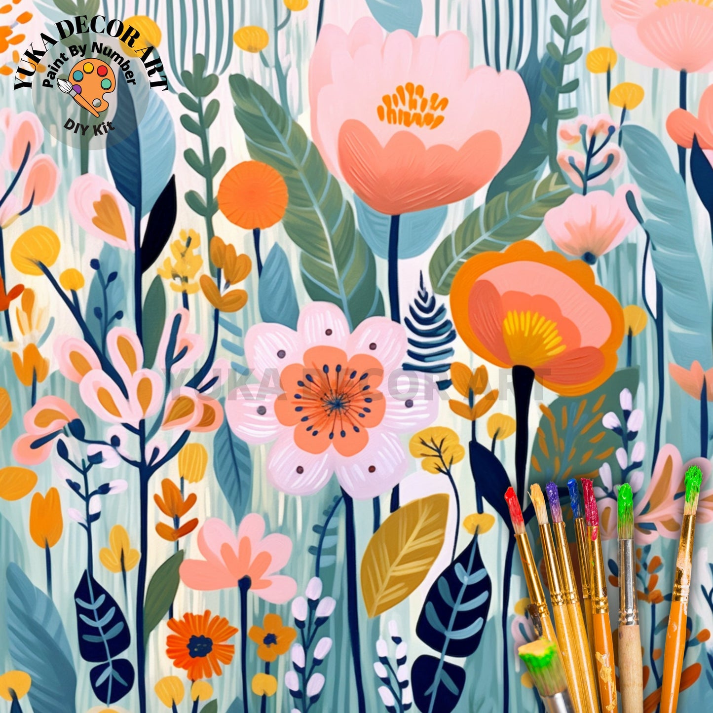 Flowers PAINT by NUMBERs Kit Adults Spring Flowers Floral DIY Painting Easy Beginners Diy Kit Wall Art Housewarming Bday Gift Girlfriend Mom