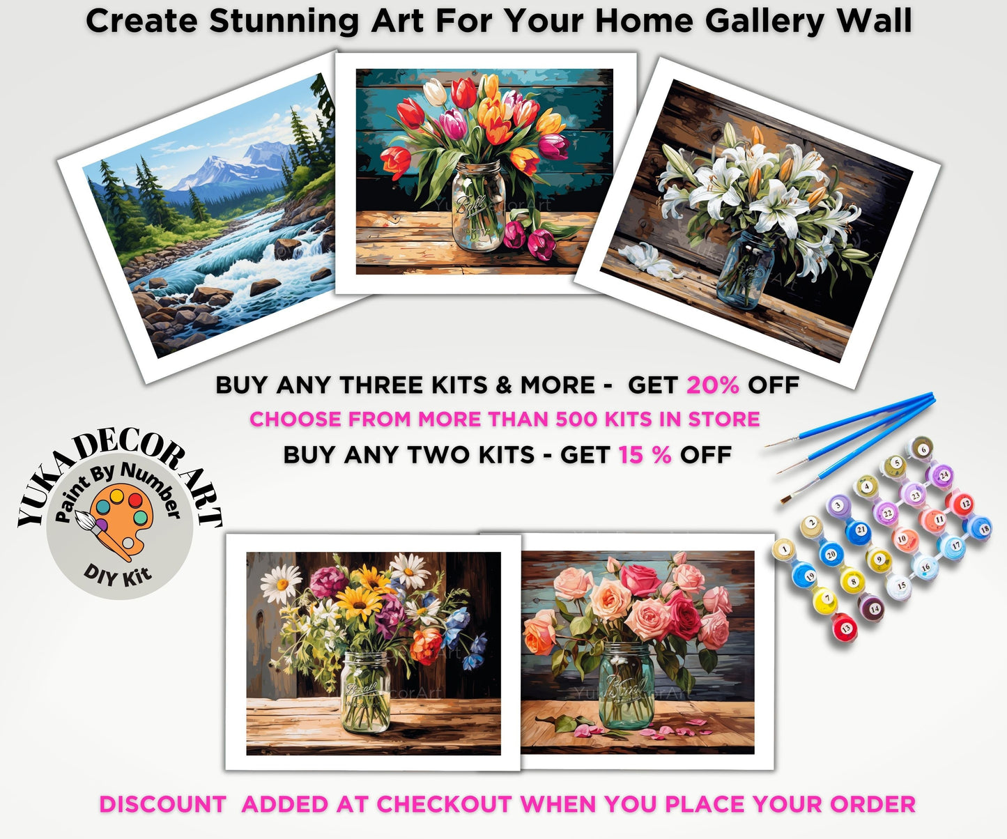 Tulips PAINT by NUMBERS Kit for Adults Vase Of Flowers Still Life DIY Painting Easy Beginners Hobby Kit Wall Art Mom Gift