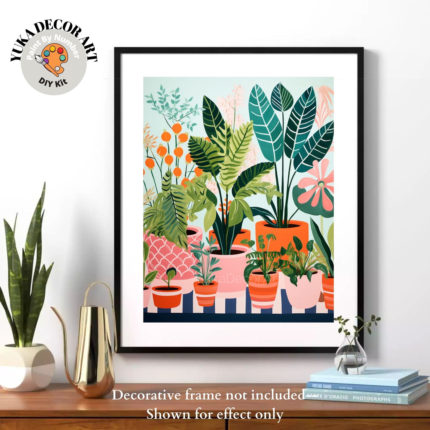 House Plants PAINT by NUMBER Kit for Adults Minimalistic Chic Style DIY Painting Easy Beginners Acrylic Kit Wall Art Gift