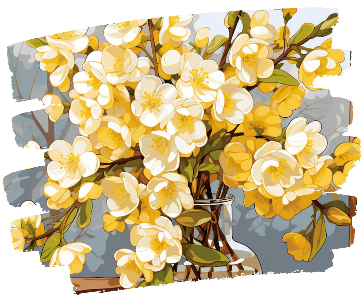 Yellow Flowers PAINT by NUMBER Kit Adults | Set Of 2 | WildFlowers DIY Painting Easy Beginners Hobby Kit Wall Art Birthday Gift Mom Sister