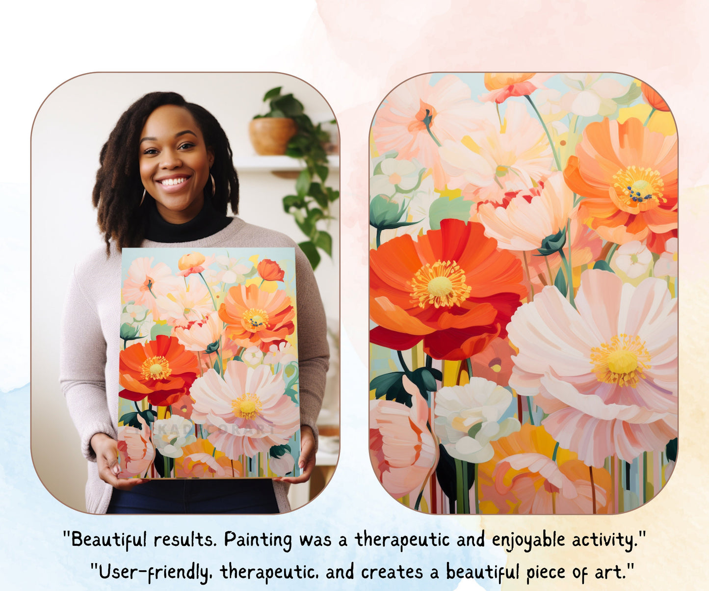 Valley flowers PAINT by NUMBER Kit Adults | Set Of 2 | WildFlowers DIY Painting Easy Beginners Hobby Wall Art Birthday Gift Girlfriend Mom