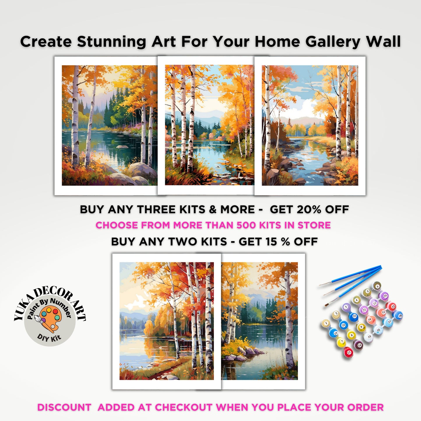 Autumn Forest View PAINT by NUMBER Kit Adult Nature Painting DIY by Numbers Easy Beginners Holiday Activity Birthday Gift For Mom Girlfriend