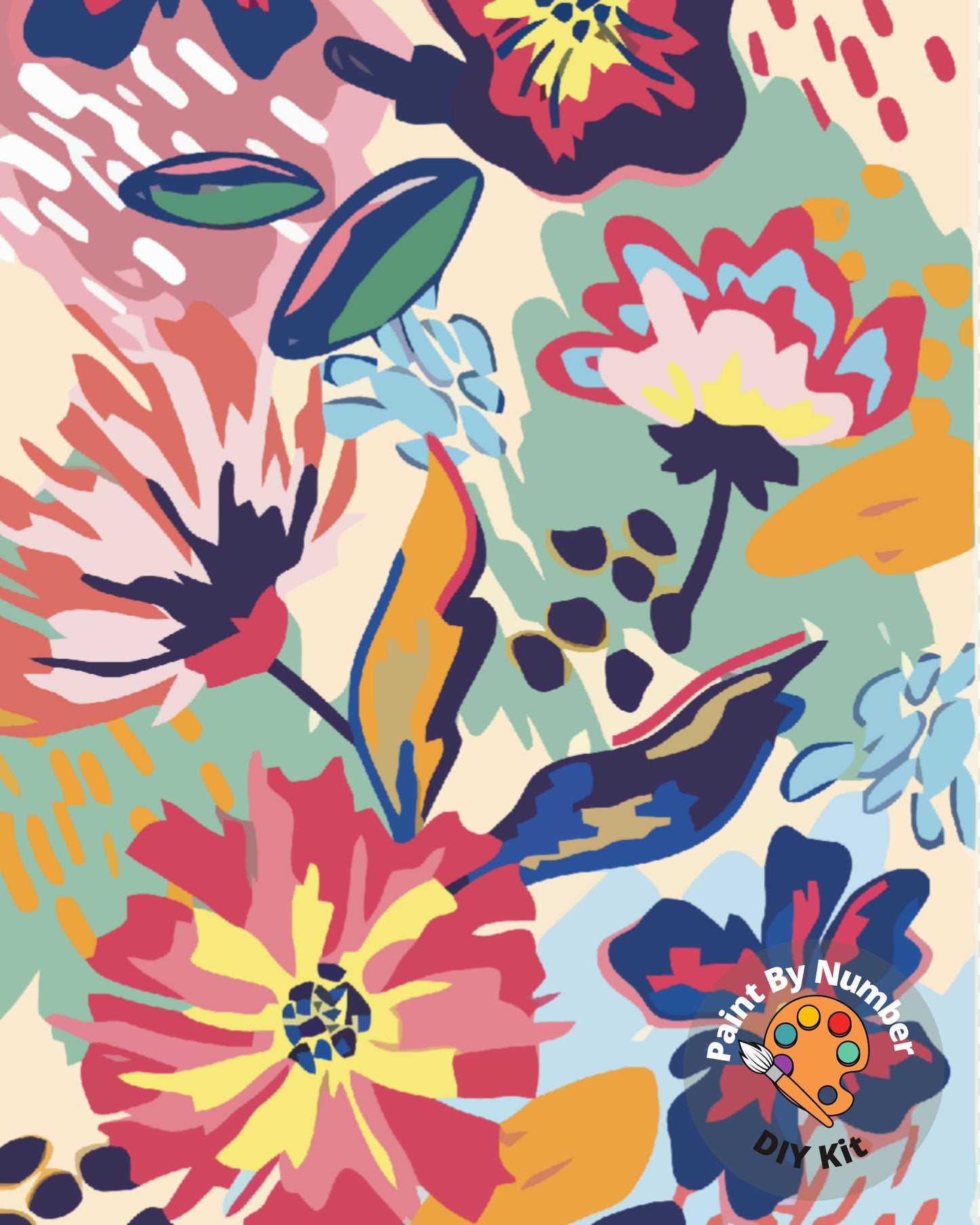 Garden Flower PAINT by NUMBER Kit for Adults ,Abstract Flowers Art,Easy Beginners Acrylic Paint DIY Kit ,Living Bedroom Wall Art Decor