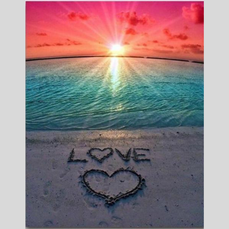 LOVE HEART ON THE SAND Diamond Painting Kit - DAZZLE CRAFTER