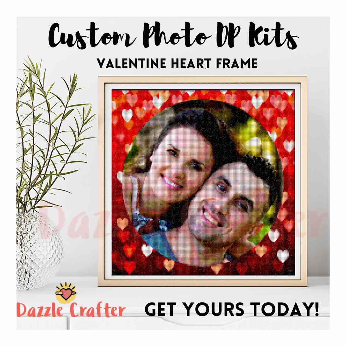 CUSTOM PHOTO WITH VALENTINE HEART FRAME - MAKE YOUR OWN DIAMOND PAINTING