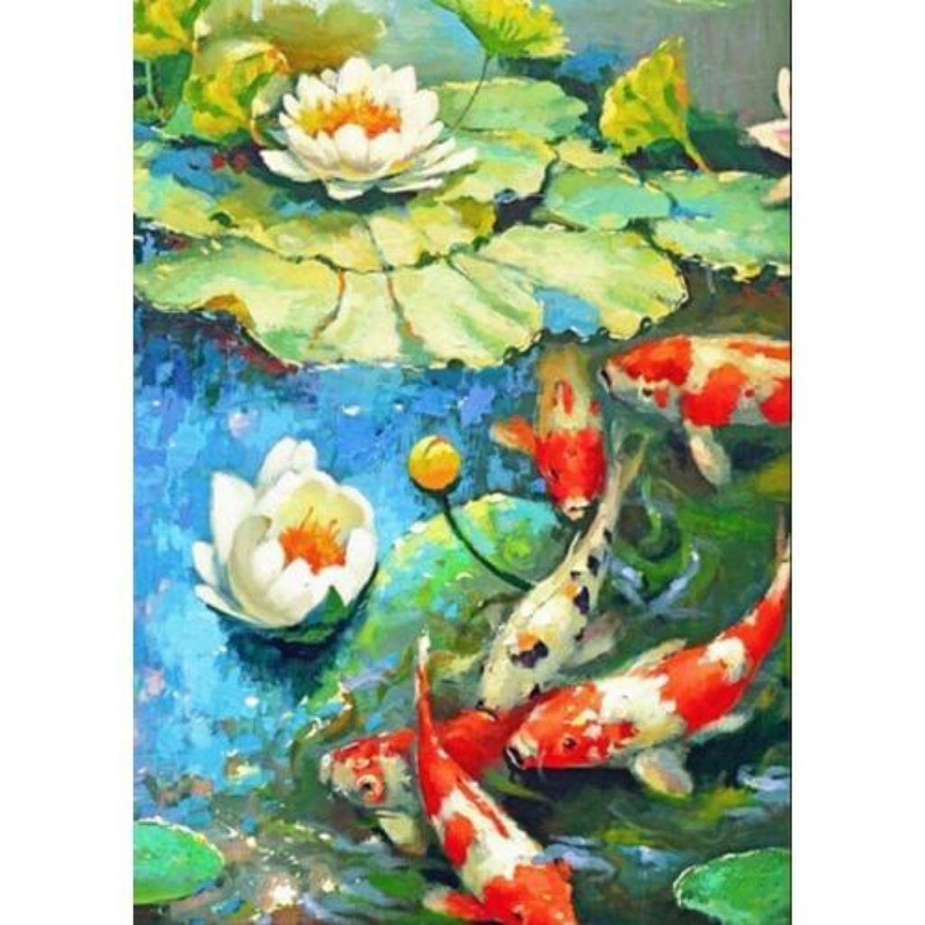 LILY WITH KOI FISH Diamond Painting Kit
