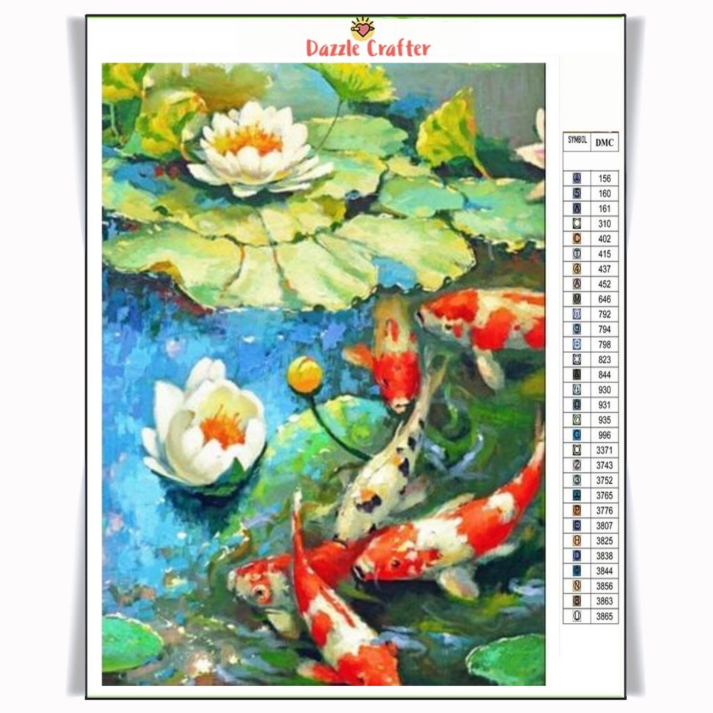 LILY WITH KOI FISH Diamond Painting Kit