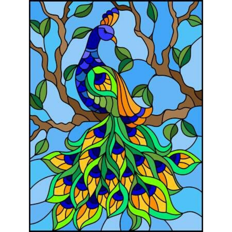 STAINED GLASS PEACOCK Diamond Painting Kit