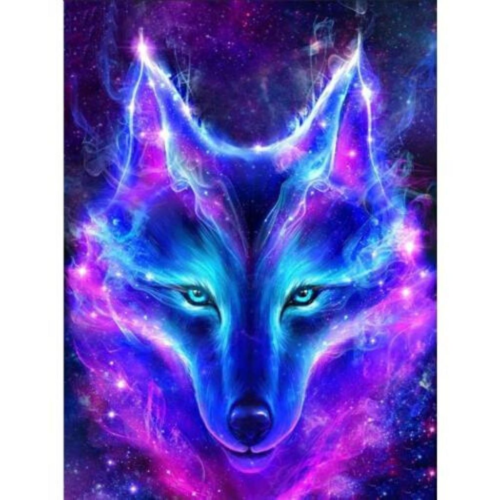 NEON BLUE WOLF Diamond Painting Kit