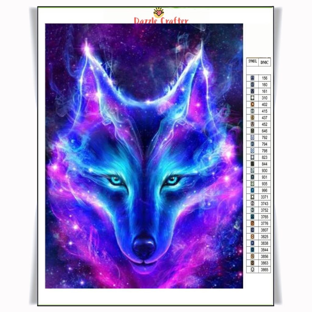 NEON BLUE WOLF Diamond Painting Kit