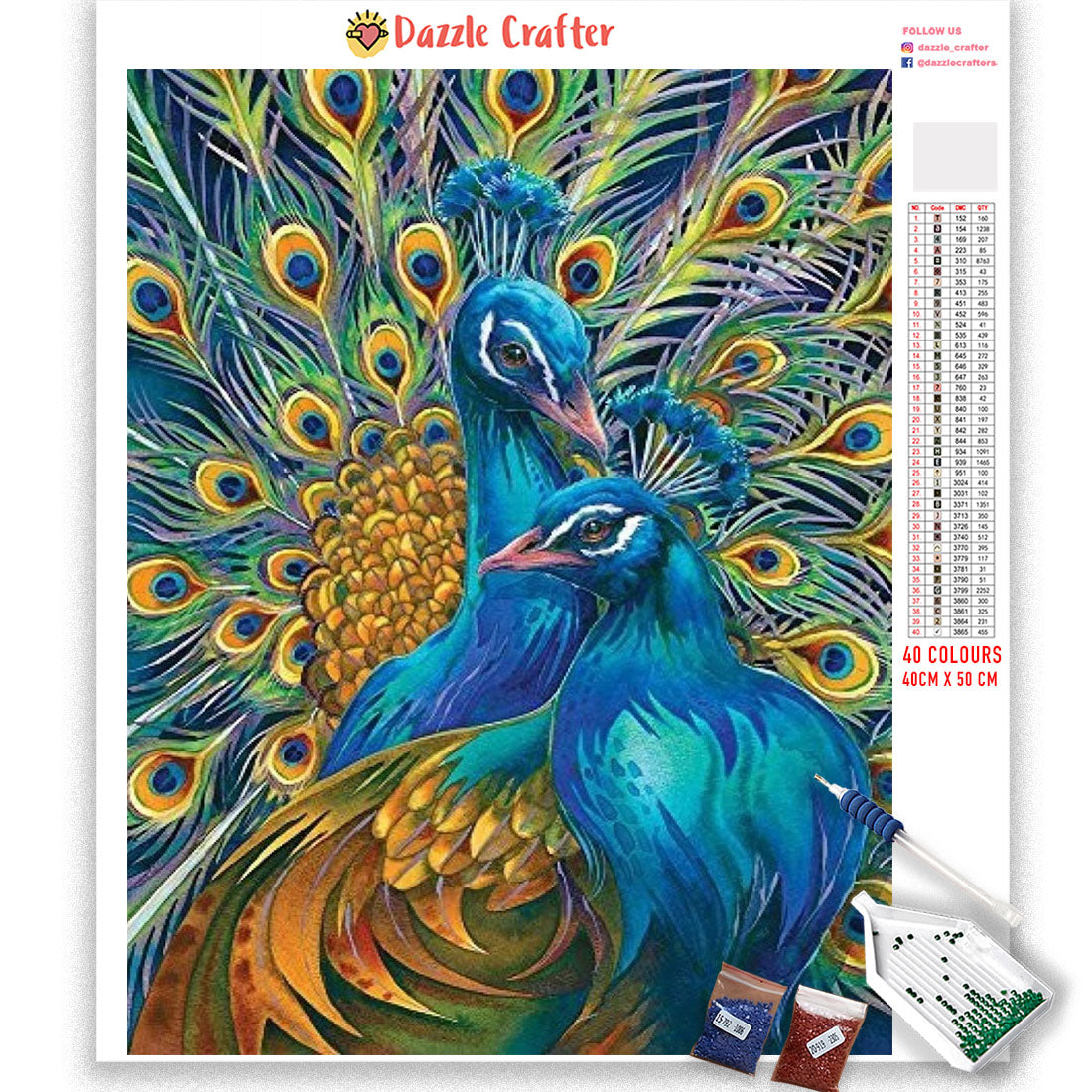 PRETTY TWIN PEACOCKS Diamond Painting Kit