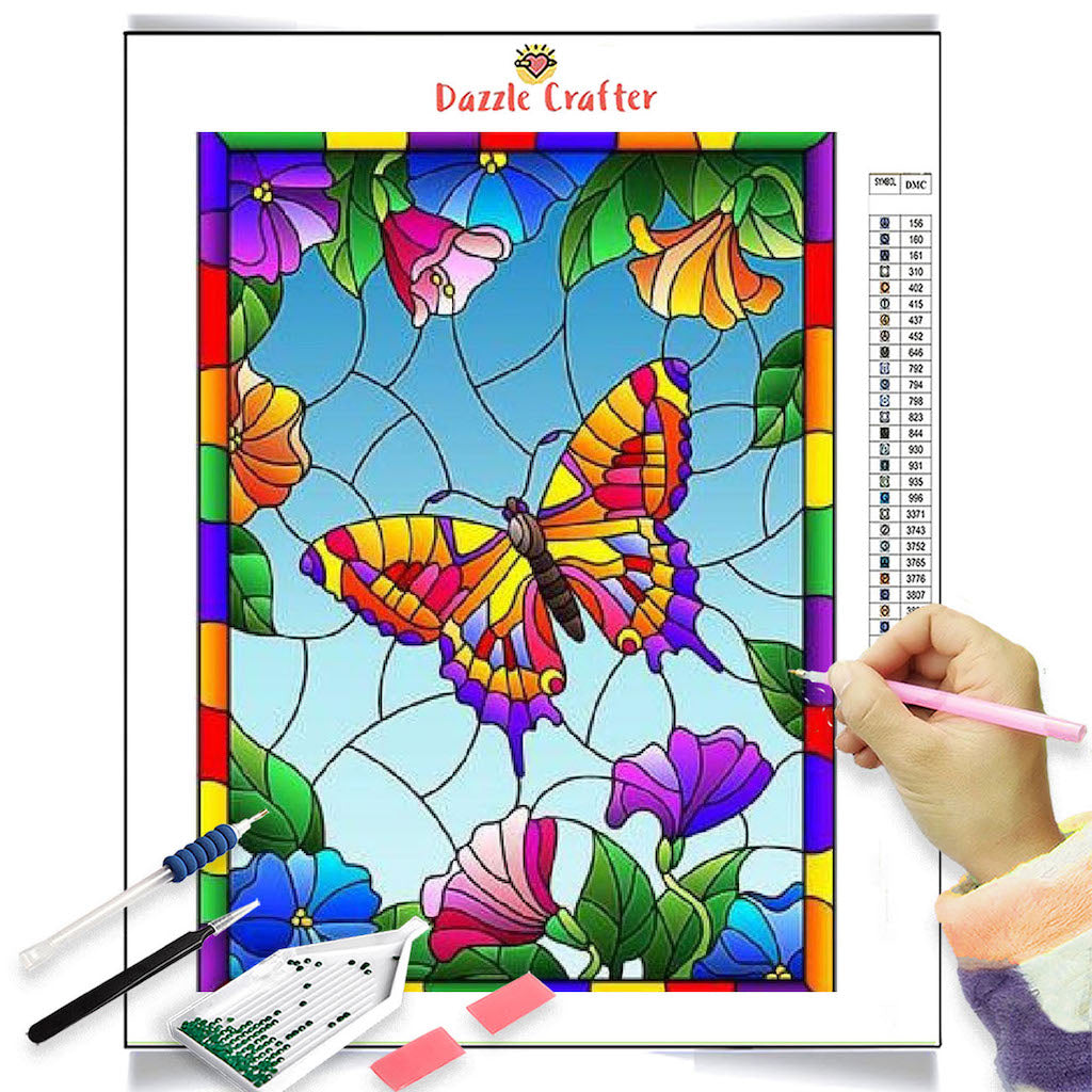 STAINED GLASS BUTTERFLY Diamond Painting Kit