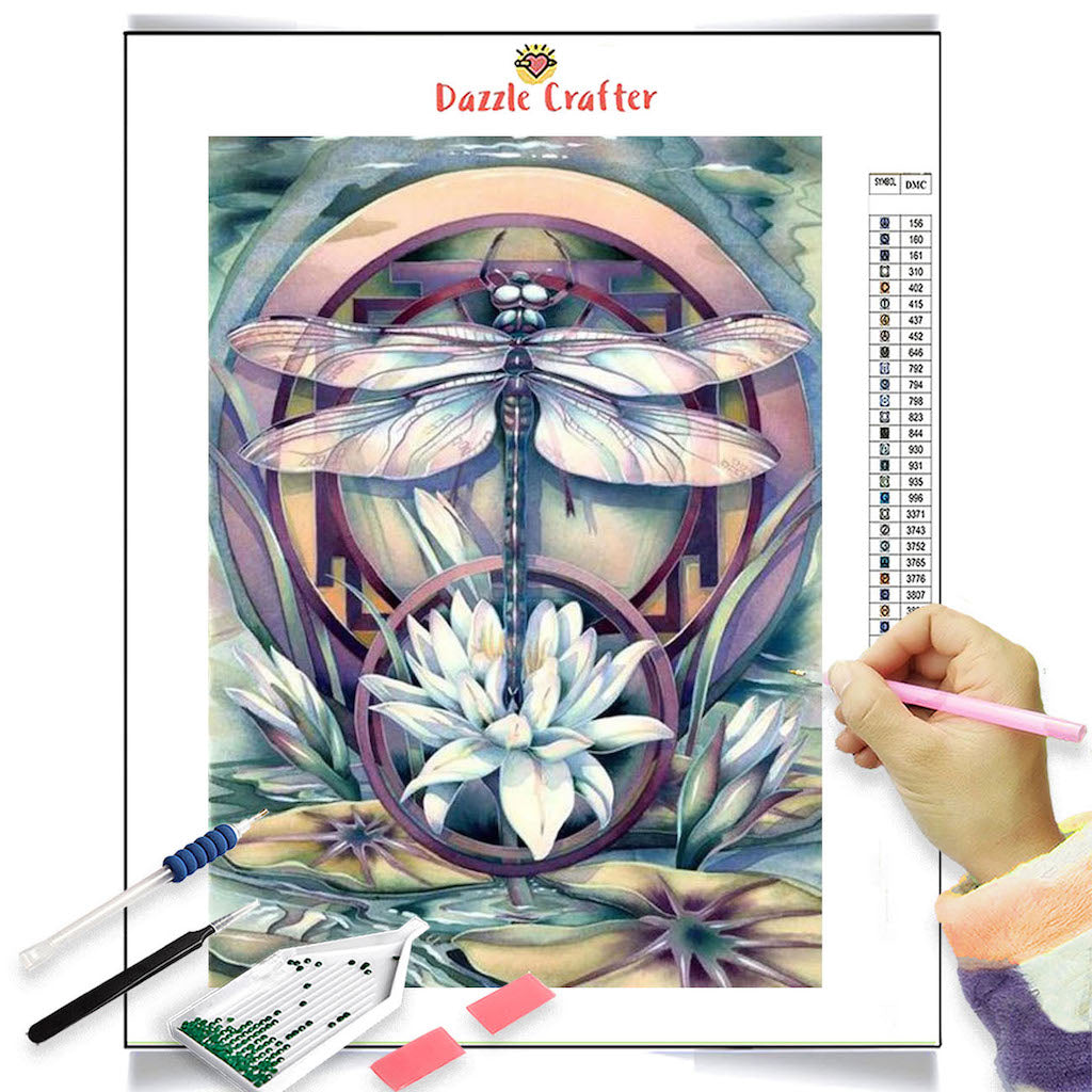 ABSTRACT FLOWER DRAGONFLY Diamond Painting Kit