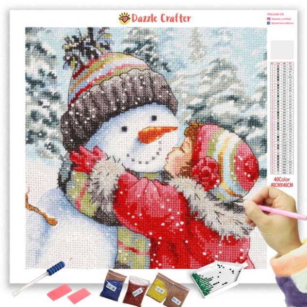 SNOWMAN LOVE HUG Diamond Painting Kit