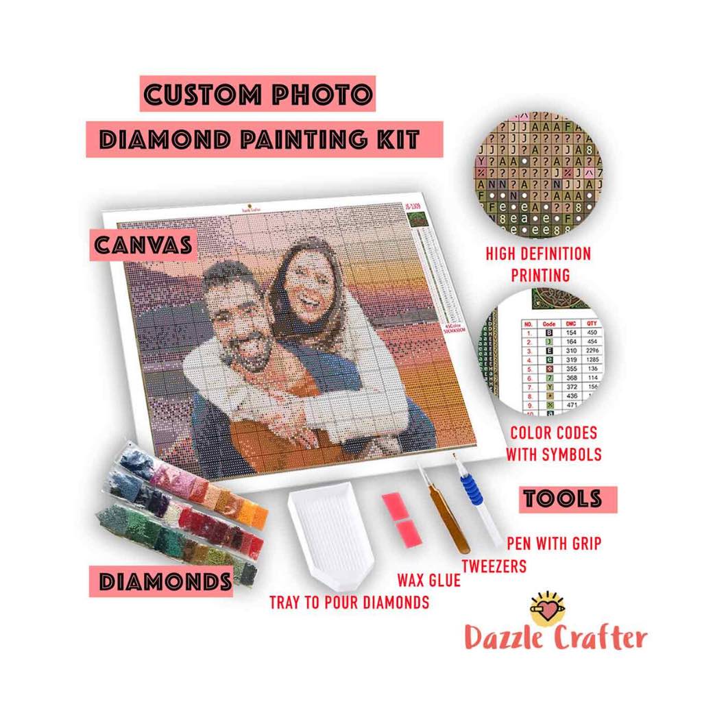 CUSTOM PHOTO WITH SPECIAL HEART FRAME - MAKE YOUR OWN DIAMOND PAINTING