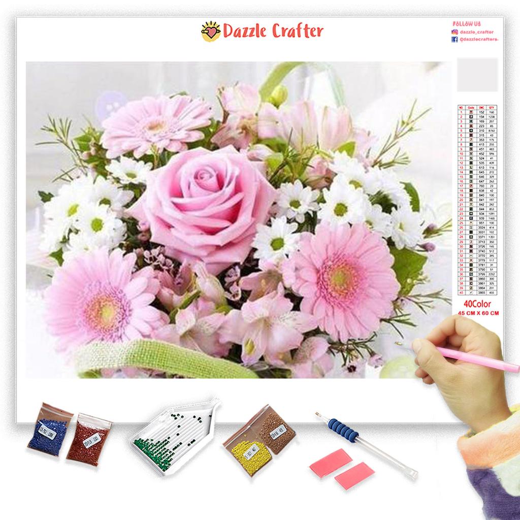 PRETTY PINK FLOWERS Diamond Painting Kit