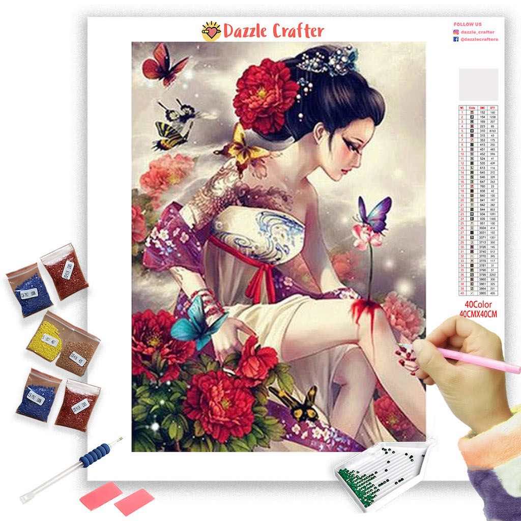 ASIAN BUTTERFLY WOMAN Diamond Painting Kit