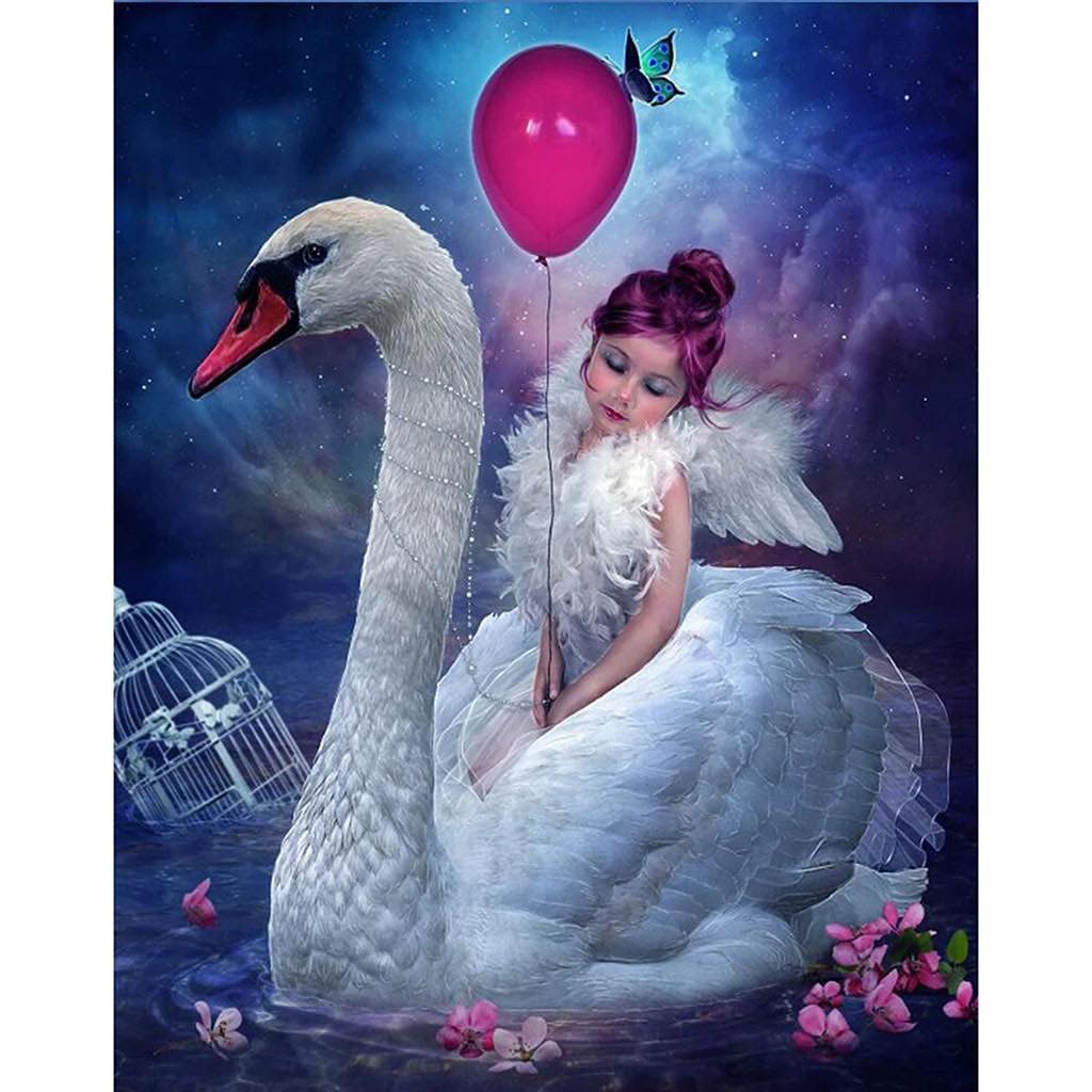 LITTLE GIRL AND THE SWAN Diamond Painting Kit