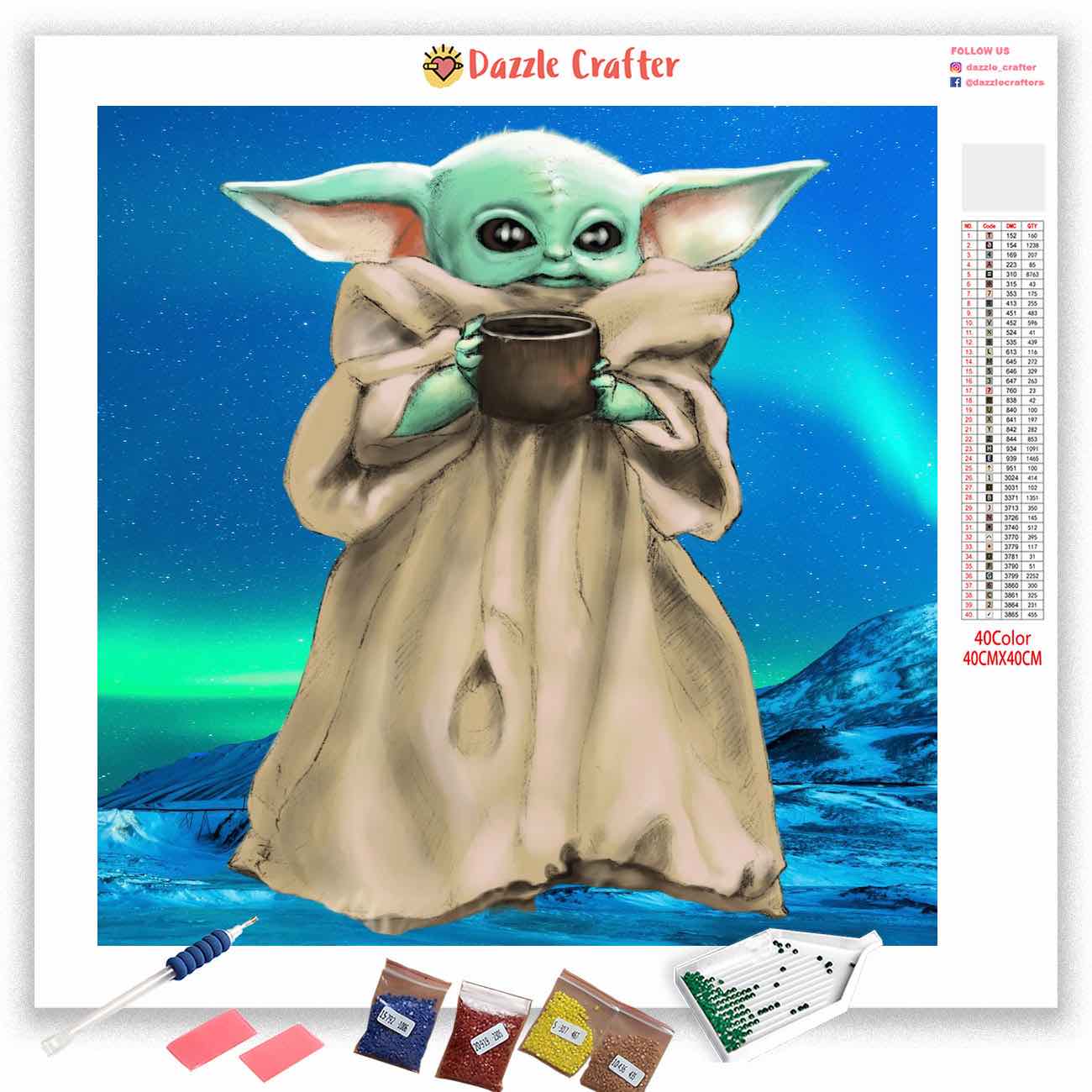 EMERALD SKY BABY YODA Diamond Painting Kit