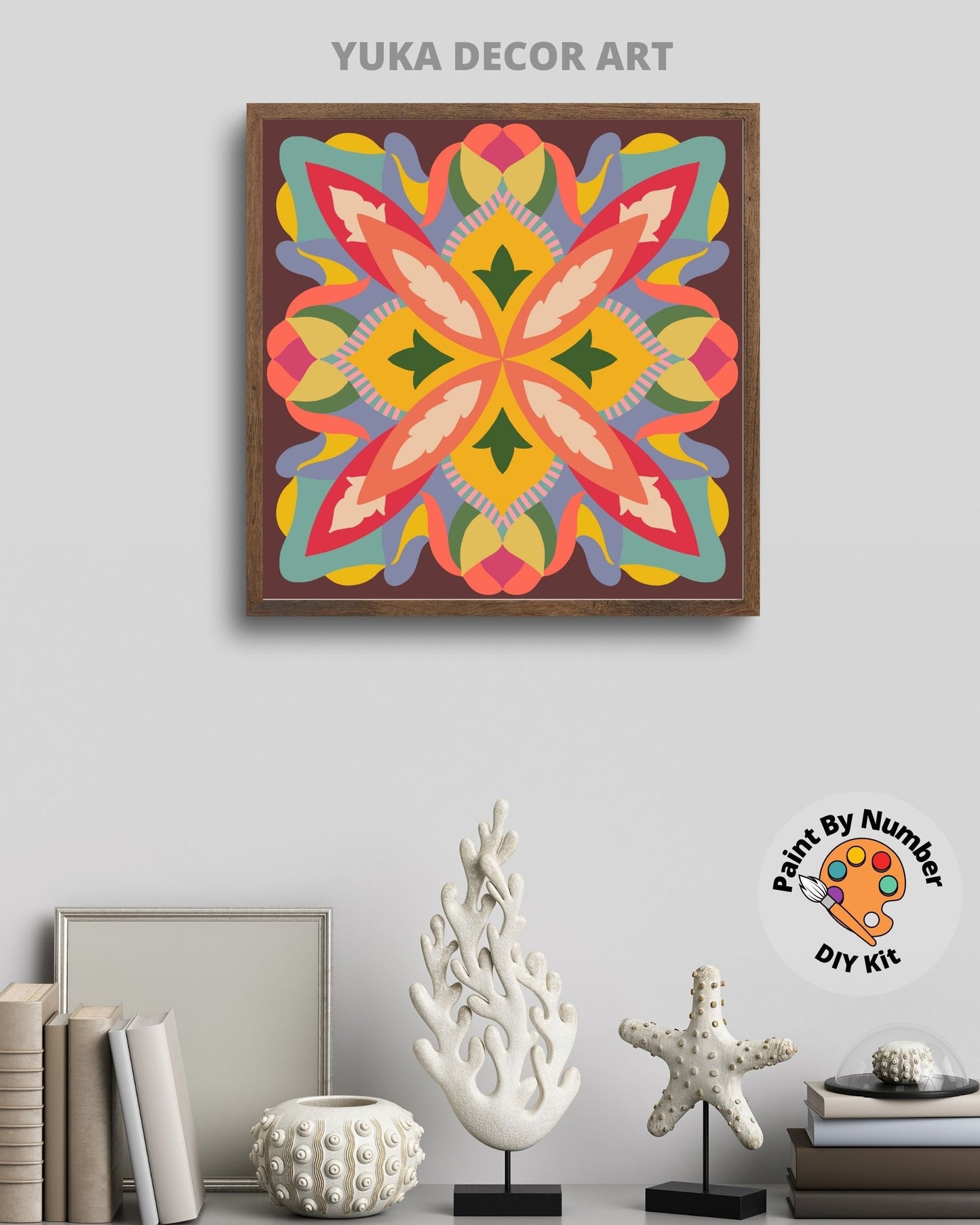 Mandala PAINT by NUMBER Kit for Adult , DIY Mandala Wall Art Art , Easy Beginner Acrylic Painting Kit,Home Decor Gift