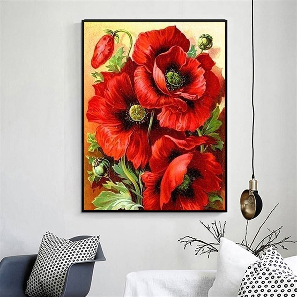 RED FLOWERS SERIES Diamond Painting Kit - DAZZLE CRAFTER