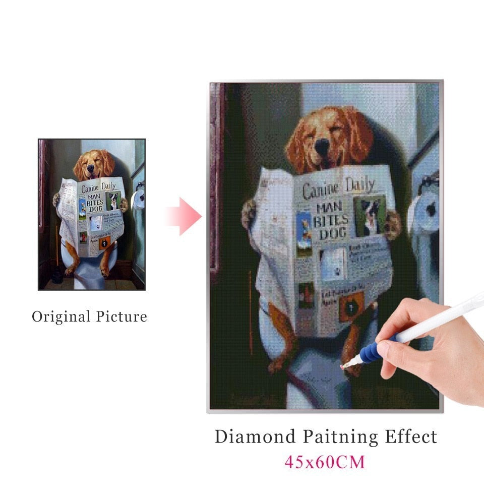 DOGGY IN THE POTTY Diamond Painting Kit - DAZZLE CRAFTER