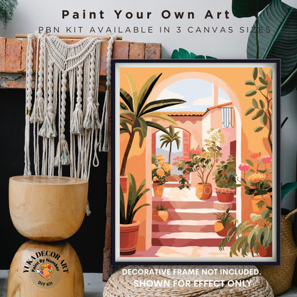 PAINT by NUMBERS Kit Adult Mediterranean Landscape Minimalistic Chic Style DIY Painting Easy Beginners Acrylic Paint Kit Premium Decor Gift