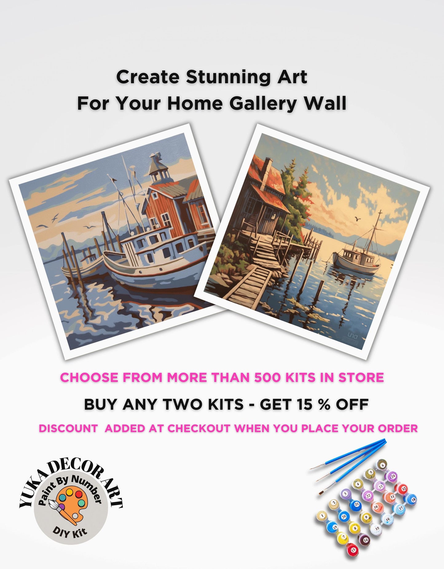 Lakeside Boat Vintage Style PAINT by NUMBER Kit Adult, Landscape Painting, Easy Beginner DIY Paint Kit, Lake Home Gift For Grandfather Dad