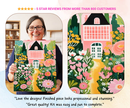 PAINT by NUMBER Kit Adult | Mountain Flowers Pastel Color Landscape Minimalist DIY Beginners Paint Kit Gift For Sister Girlfriend Mom Bestie