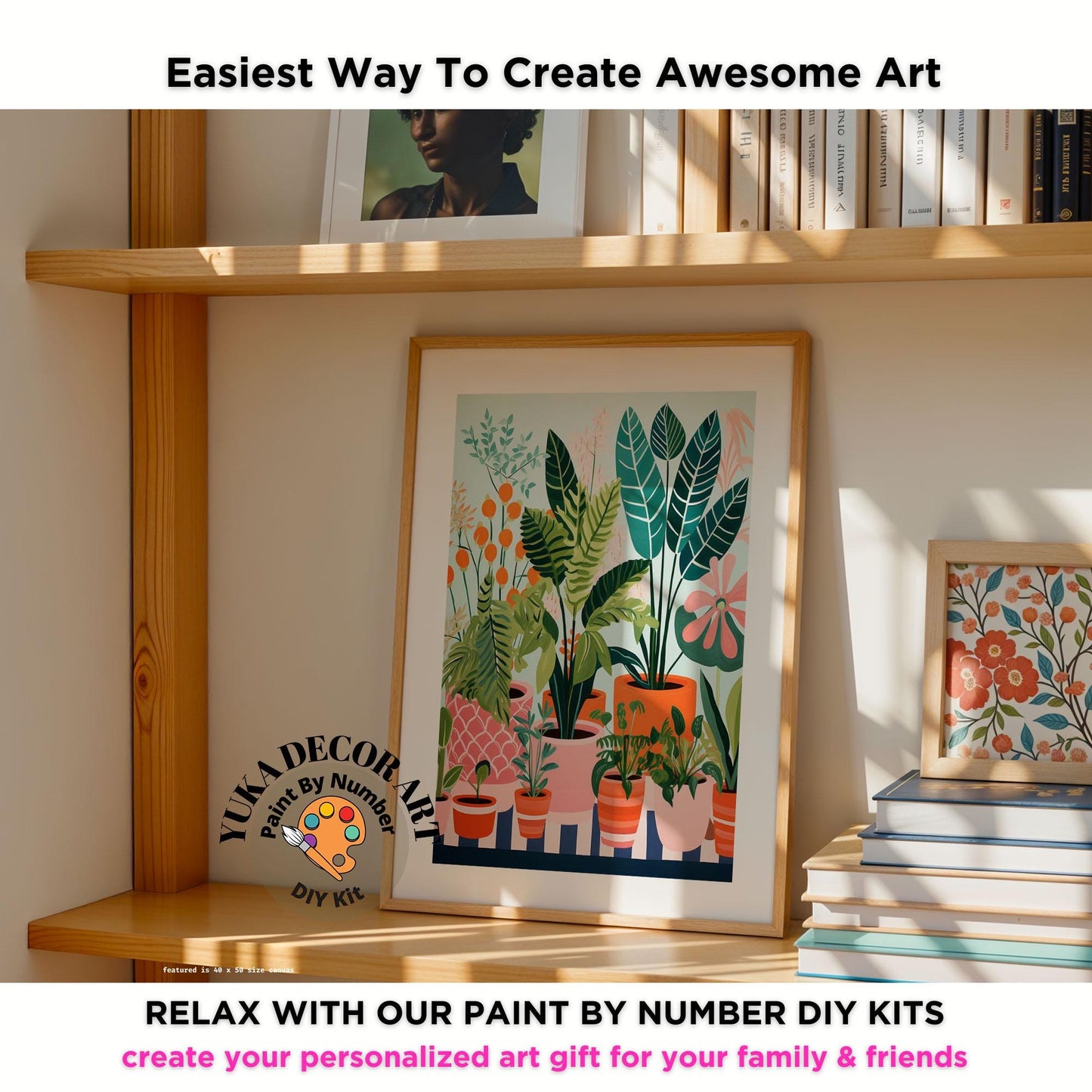 House Plants PAINT by NUMBER Kit for Adults Minimalistic Chic Style DIY Painting Easy Beginners Acrylic Kit Wall Art Gift