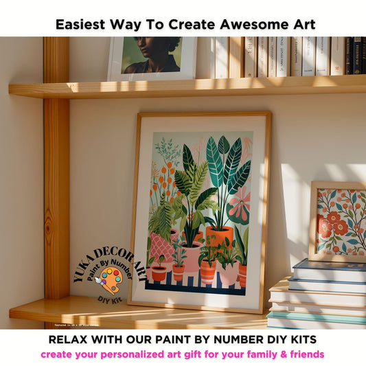 House Plants PAINT by NUMBER Kit for Adults Minimalistic Chic Style DIY Painting Easy Beginners Acrylic Kit Wall Art Gift