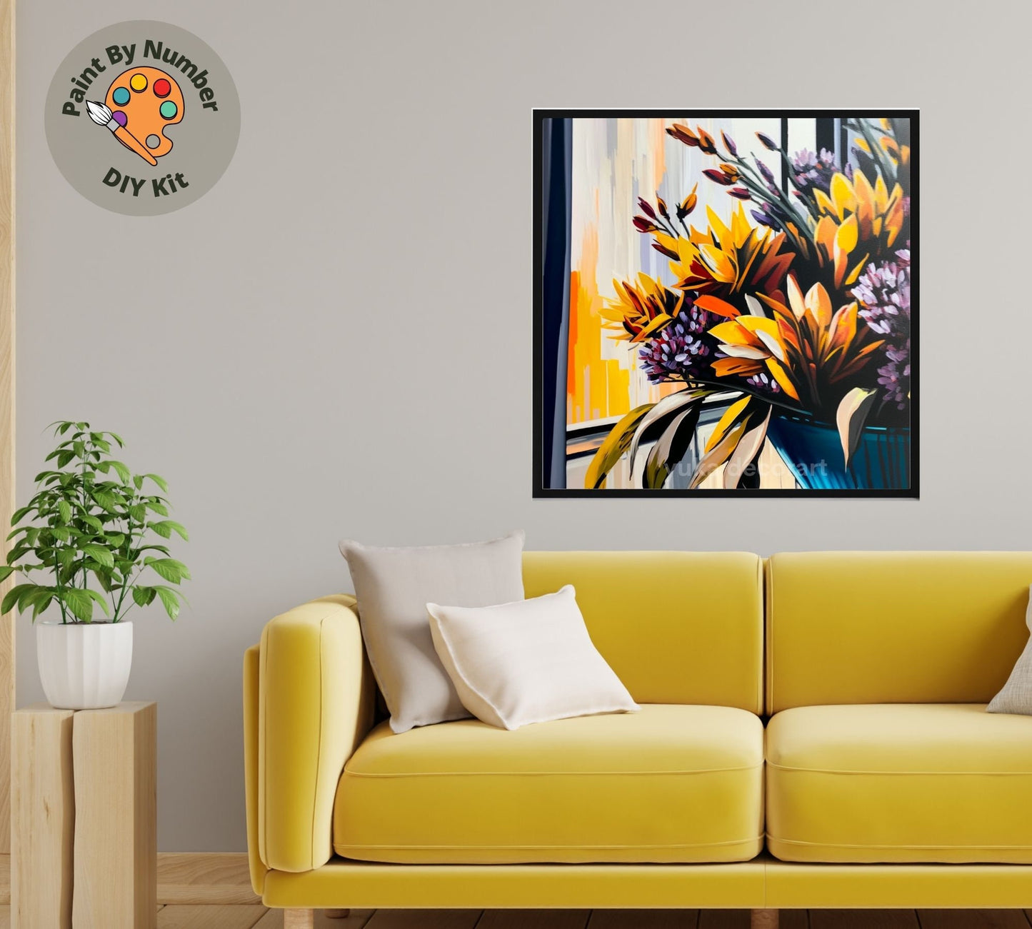 Flowers PAINT by NUMBER Kit for Adults Garden Flowers By The Window Easy DIY Beginners Painting Canvas Home Decor Hobby Activity Kit