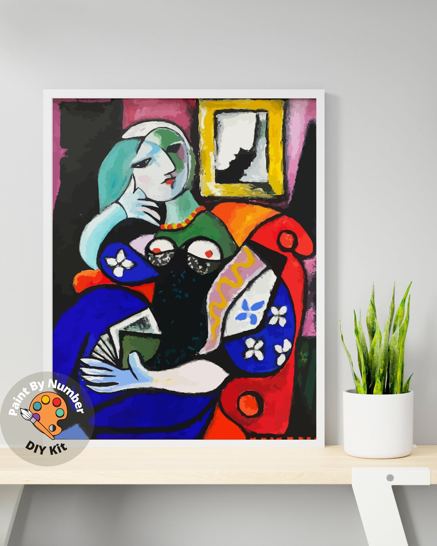 Pablo Picasso PAINT by NUMBER Kit for Adults ,Woman With A book ,Easy Beginners Acrylic Paint DIY Kit ,Living Bedroom Wall Art Decor