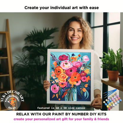 Flowers PAINT by NUMBER Kit for Adults  Flowers Vase Modern Still Life DIY Painting Easy Hobby Kit Wall Decor Art Mom Gift