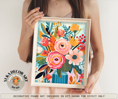 Flower Vase PAINT by NUMBERS Kit for Adults Spring Flowers Painting Easy Beginners Acrylic Paint DIY Wall Art Gift For Mom