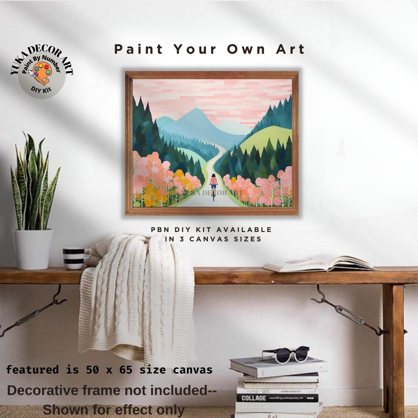 PAINT by NUMBERS Adult Kit Cyclist In Mountain Valley Pastel Landscape Minimalist DIY Art Easy Beginner Painting Birthday Gift Mom Sister