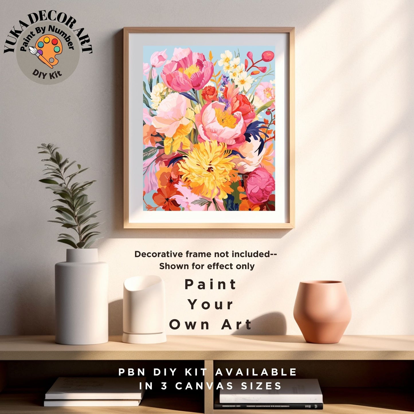 Flowers PAINT by NUMBER Kit for Adults ,Wildflowers Bloom Garden DIY Painting Chic Floral Easy Beginners Paint Hobby Kit Wall Decor Art Gift