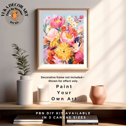 Flowers PAINT by NUMBER Kit for Adults ,Wildflowers Bloom Garden DIY Painting Chic Floral Easy Beginners Paint Hobby Kit Wall Decor Art Gift