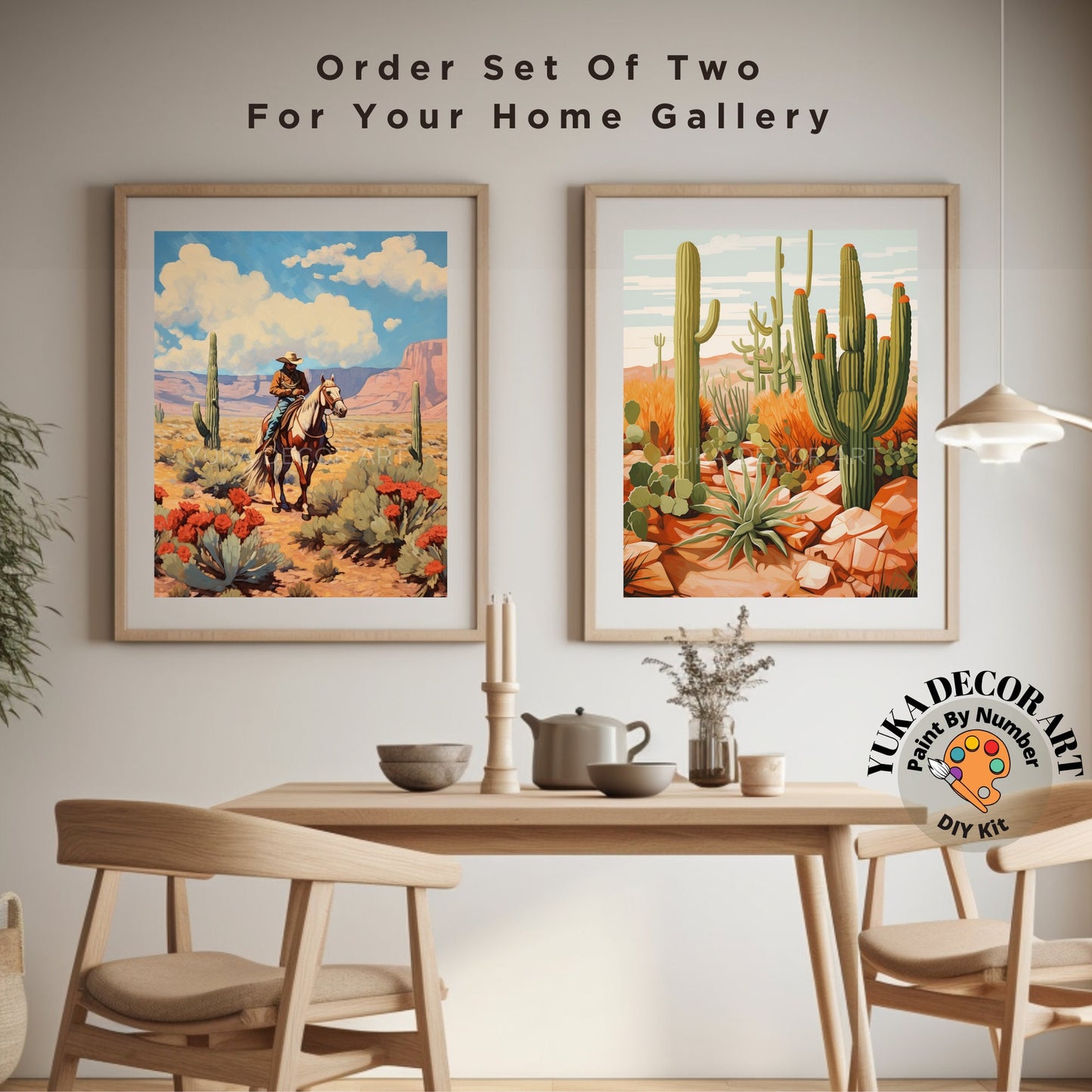 Saguaro Cactus PAINT by NUMBER Kit Adult Cactus painting DIY by Numbers Set Rustic Scenery Easy Beginners Birthday Gift For Dad Grandfather