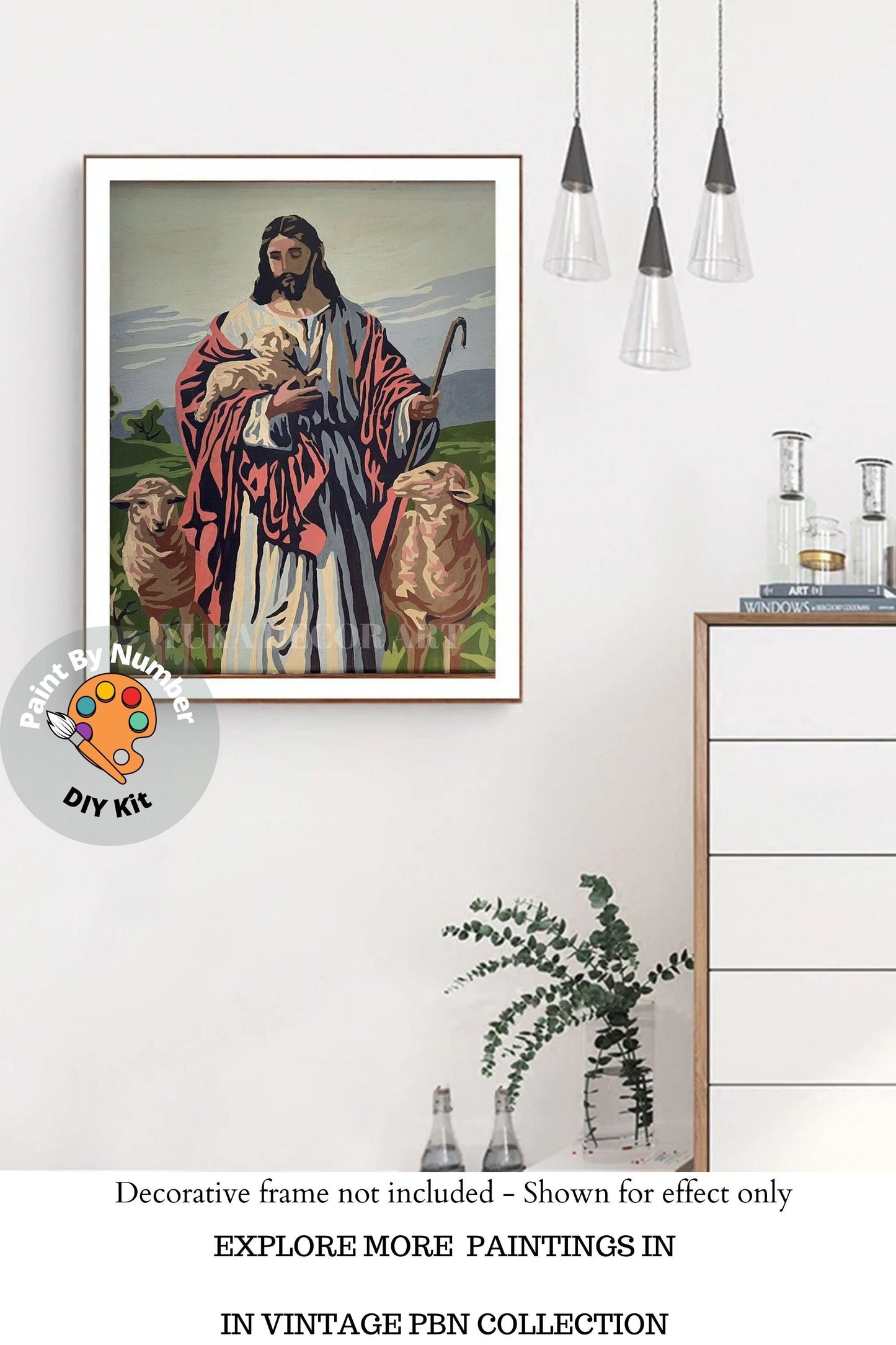 Jesus Christ PAINT by NUMBER Kit for Adults , Shepherd King God ,Easy DIY Beginners Paint Kit ,Gallery Wall Art Decor Gift