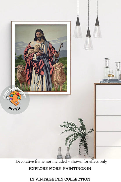 Jesus Christ PAINT by NUMBER Kit for Adults , Shepherd King God ,Easy DIY Beginners Paint Kit ,Gallery Wall Art Decor Gift