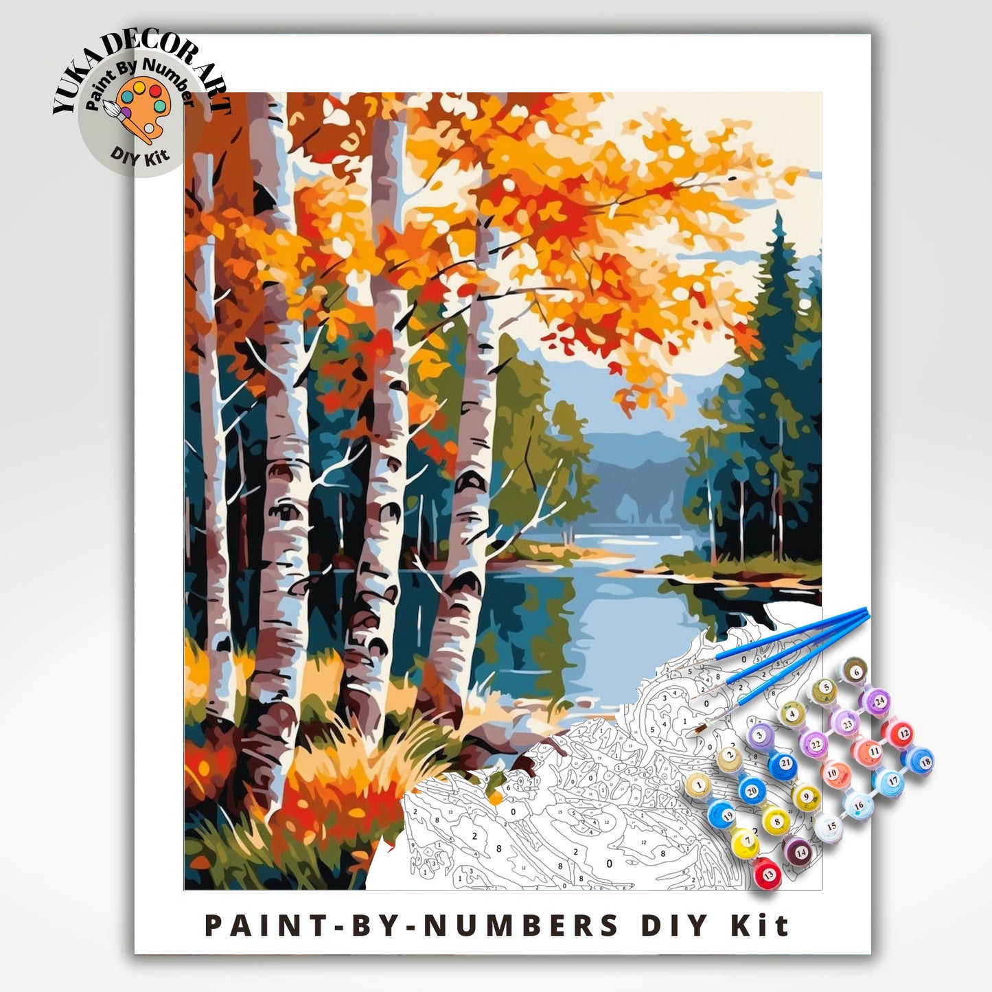 Forest Woodlands PAINT by NUMBERS Adult Painting DIY by Numbers Vintage Style Easy Beginners Kit Mother's Day Gift For Mom Wife Girlfriend