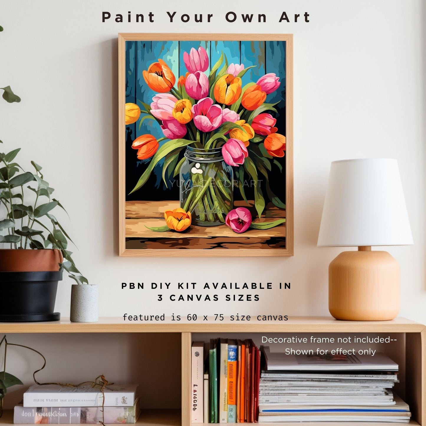 Tulips PAINT by NUMBERS Kit for Adults Vase Of Flowers Still Life DIY Painting Easy Beginners Hobby Kit Wall Art Mom Gift