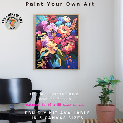 Spring Flowers PAINT by NUMBER Kit Adult Acrylic Art Floral Painting DIY Hobby Wall Gallery Decor Handmade Personalised Niece Teenager Gift