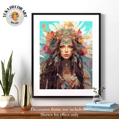 Boho Girl Floral PAINT by NUMBERS DIY Kit For Adults Easy Beginner's Painting Kit Decor Wall Art Gift For Wife Girlfriend | Code: WO2307101