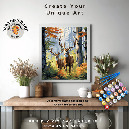 Antlers PAINT by NUMBER Kit DIY Adult Mountain Forest Fall Season Art Easy Beginner Oil Painting Kits Home Decor Christmas Gift For Mom Dad
