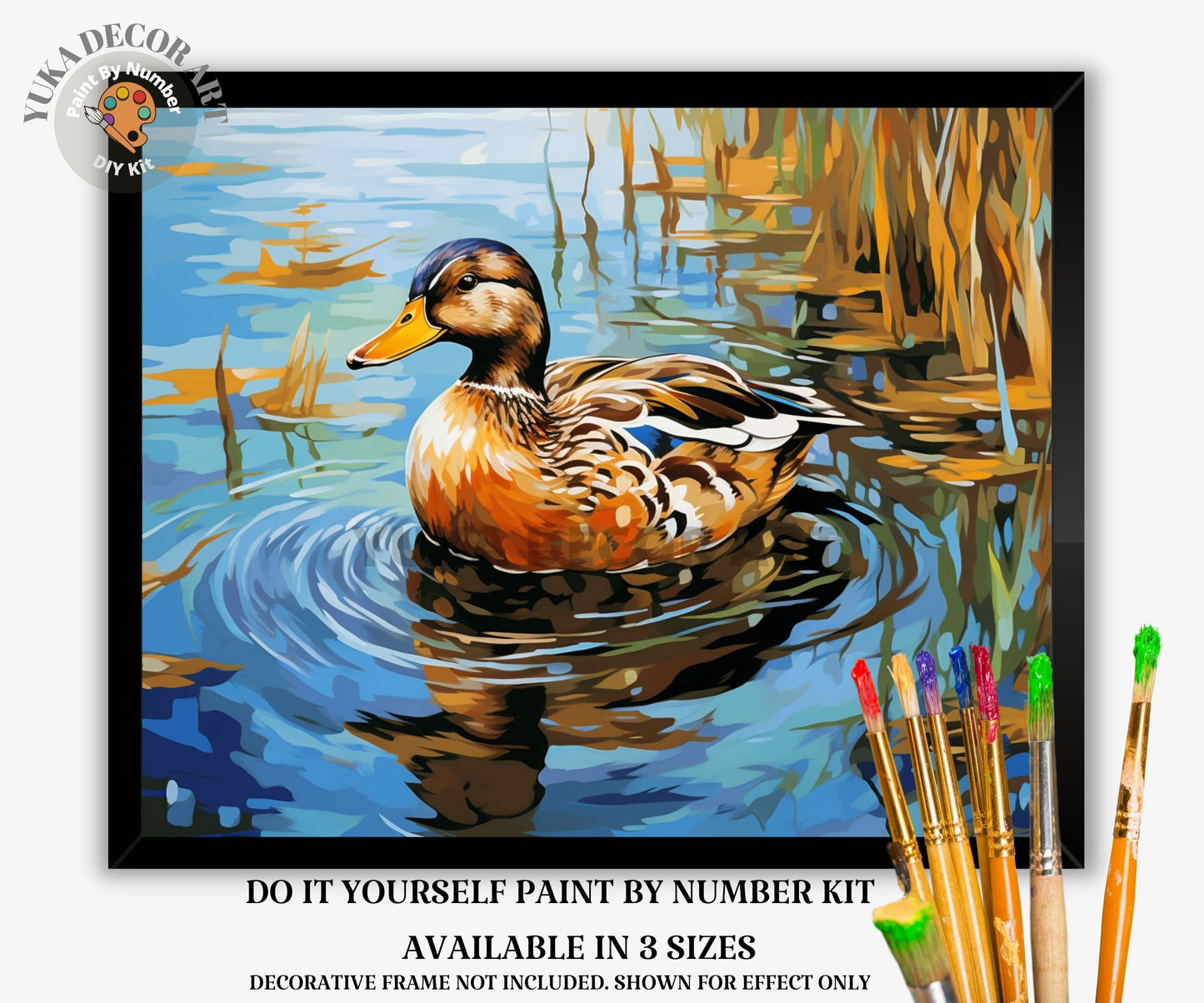 Duck In Lake PAINT by NUMBERS Kit Adult Painting DIY by Numbers Easy Beginners Birthday Gift For Her Mom Wife Grandma Wall Art Home Decor