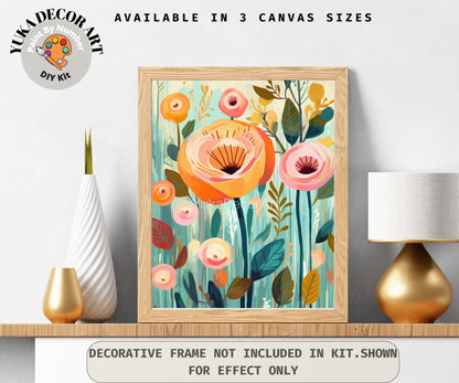 Garden PAINT by NUMBER Kit for Adults Spring Flowers Paint Kit Easy Beginners Acrylic Paint DIY Kit Wall Art Decor Mom Gift