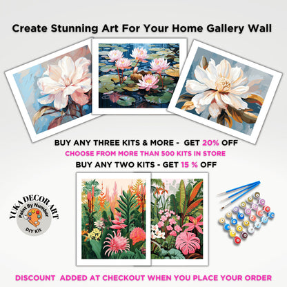 Floral PAINT by NUMBERS Adult Kit , Painting , Magnolia Flower Easy Beginner Acrylic Painting DIY Kit , Gift For Grandma